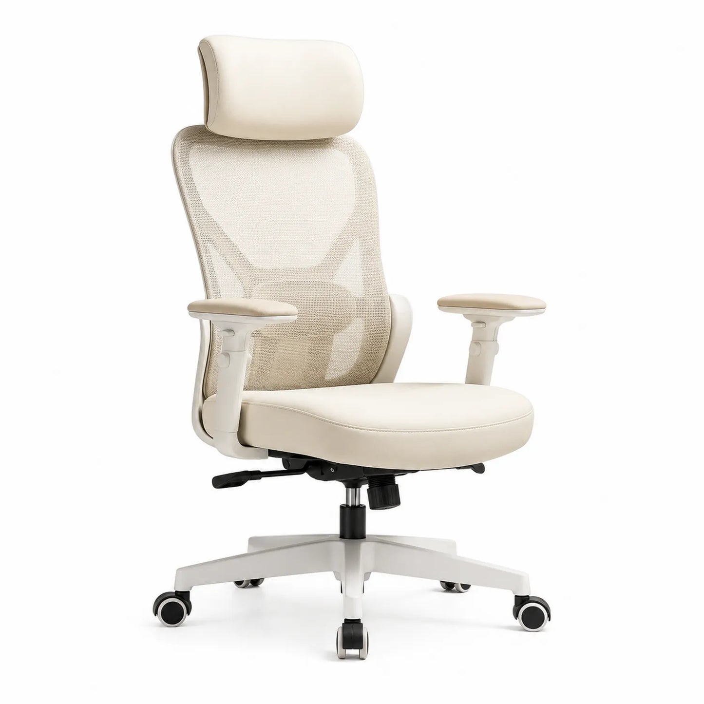 Sedia da ufficio ergonomica in tessuto a rete Crema