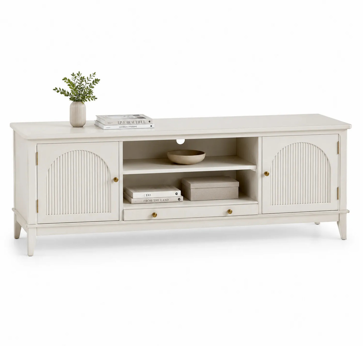 Mobile TV Legno MDF Bianco 2 Porte 1 Cassetto
