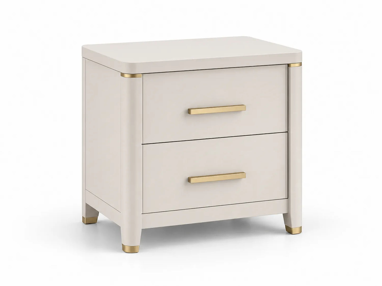 Comodino in MDF con Due Cassetti Beige 60x40x55 cm