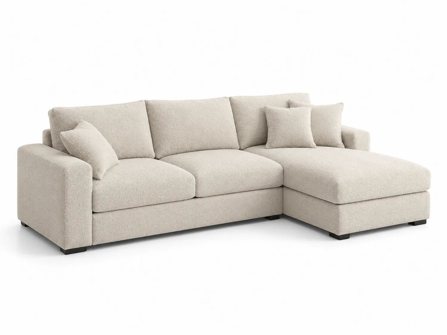 Divano Angolare Beige con Chaise Longue