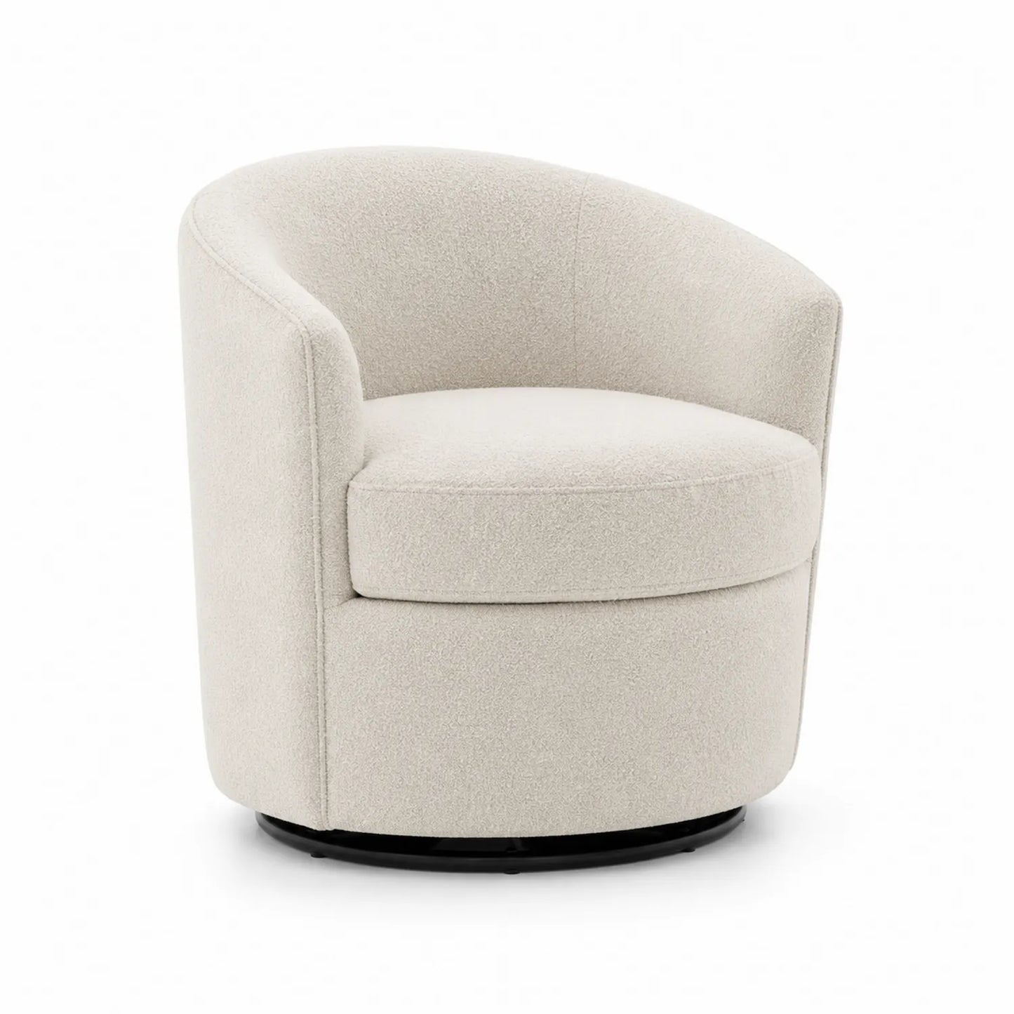 Poltrona girevole in tessuto Bouclé Crema