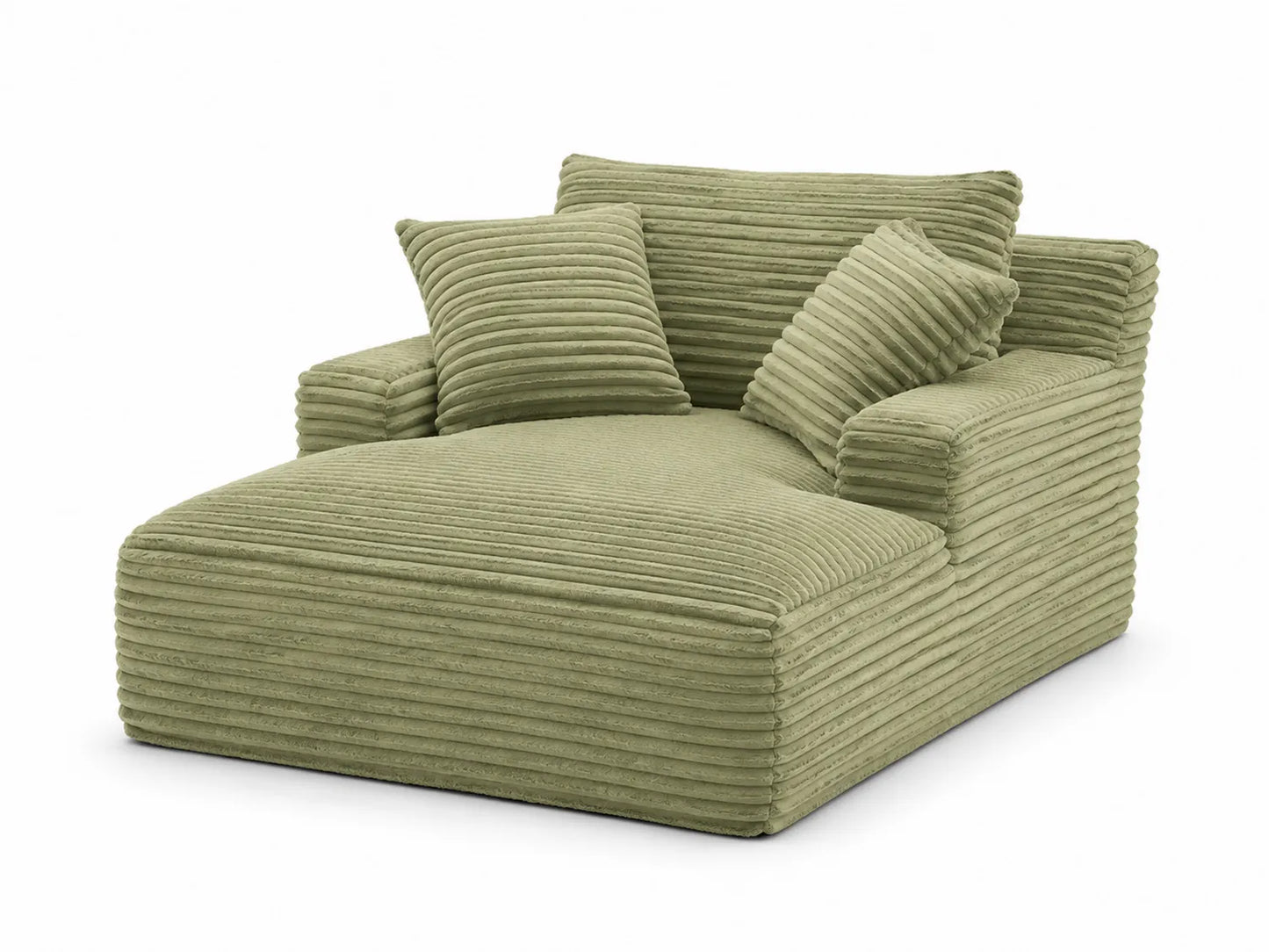 Chaise Longue in Tessuto a Coste Verde