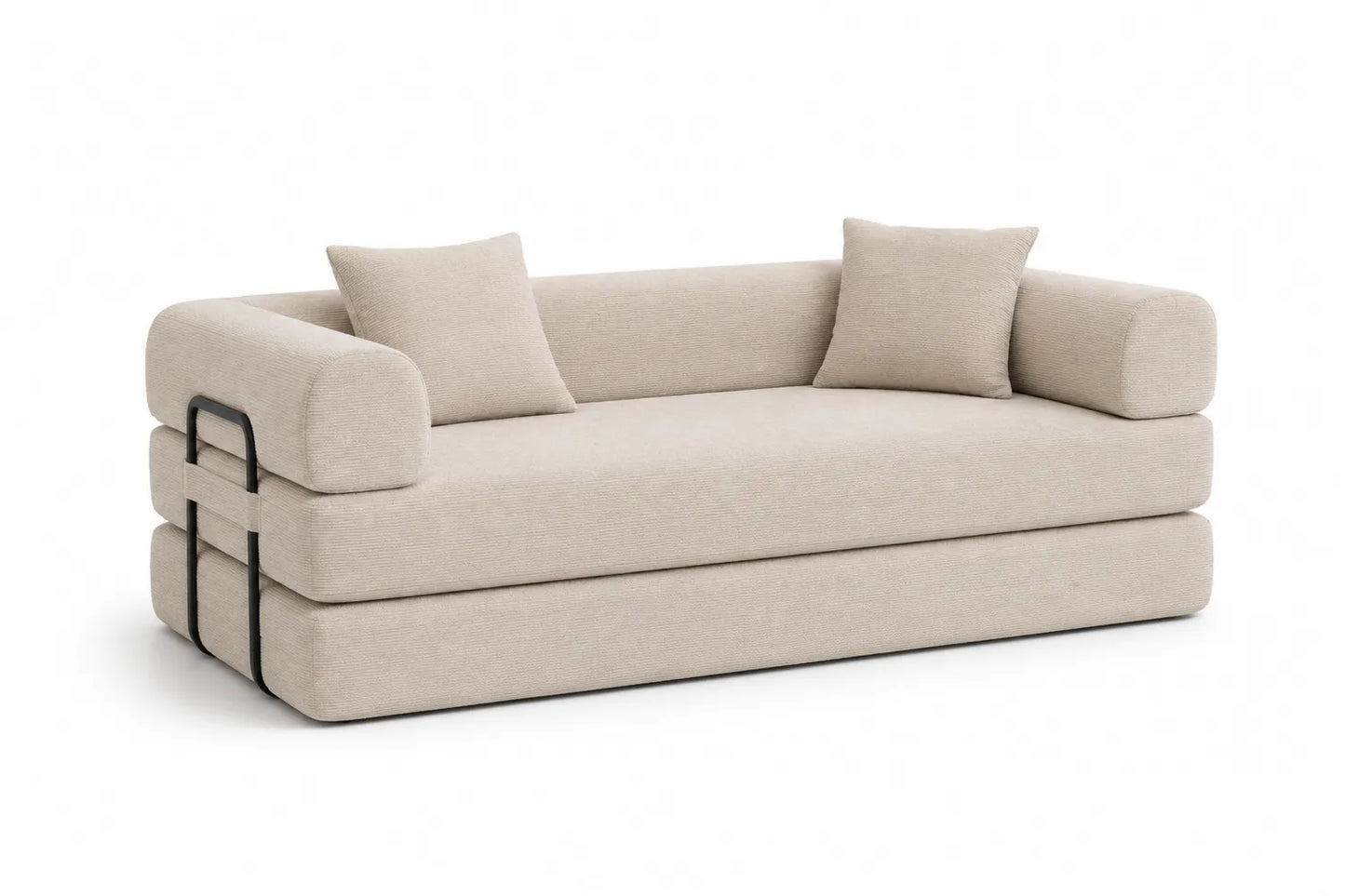 Divano tre posti in tessuto beige