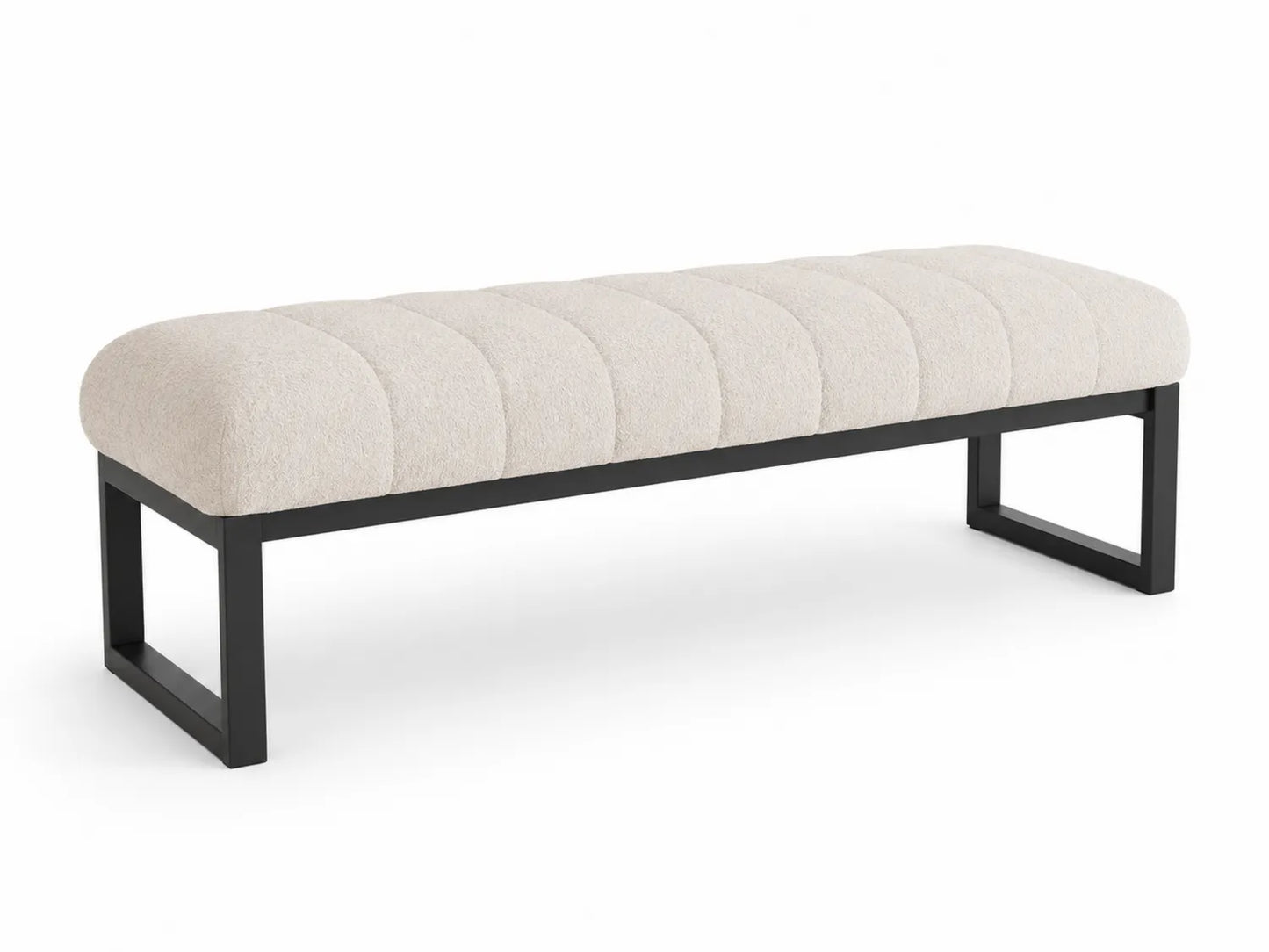 Panca in Metallo e Tessuto Beige