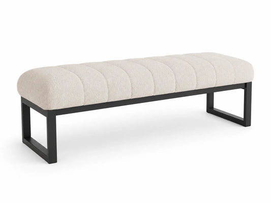 Panca in Metallo e Tessuto Beige