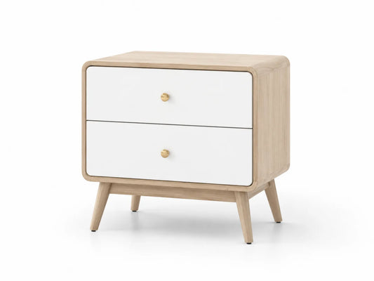 Comodino in Legno e Melaminico con Due Cassetti 50x40x55 cm