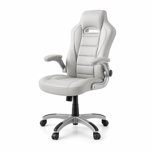 Sedia da ufficio in metallo e similpelle Grigio