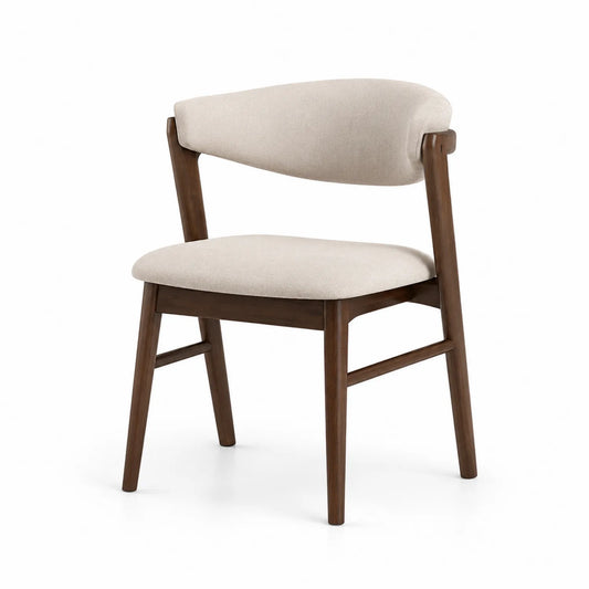 Sedia da pranzo in legno e tessuto beige
