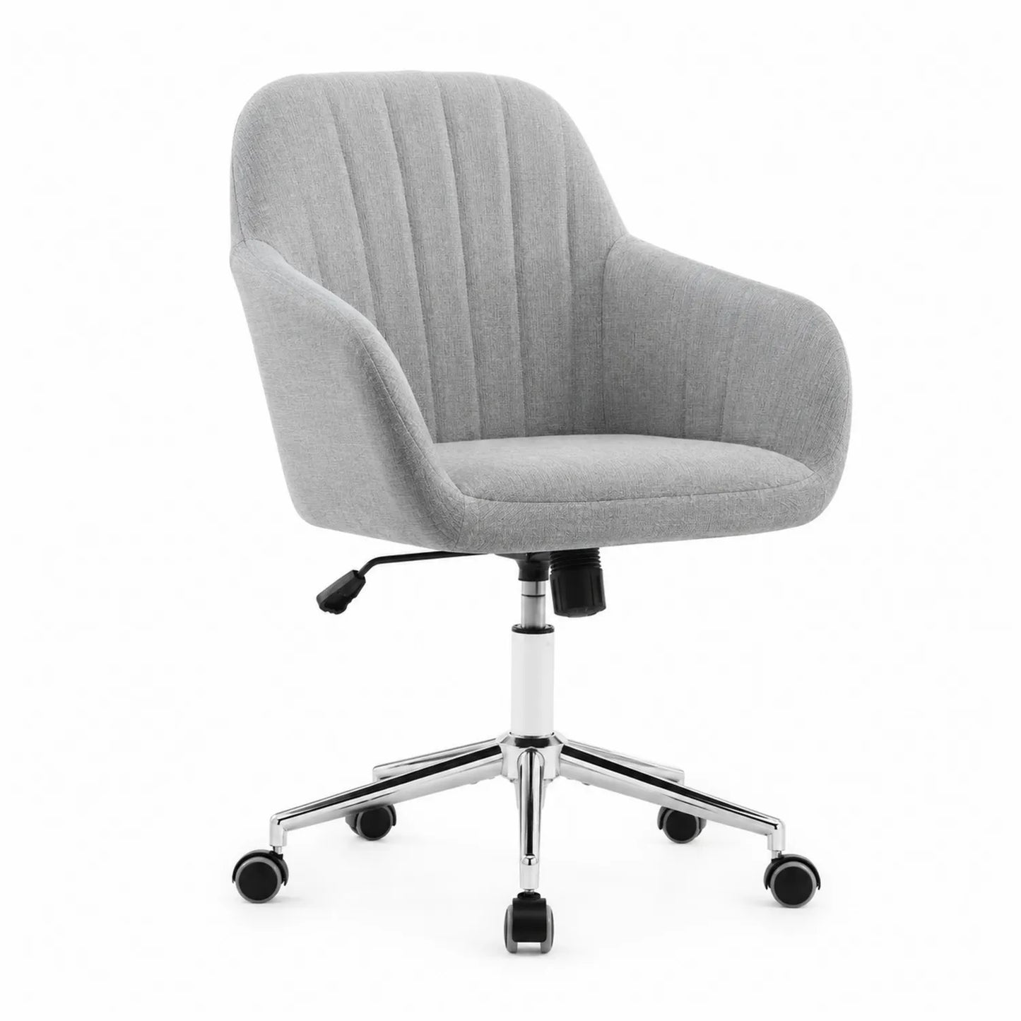 Sedia da ufficio in tessuto grigio con base in metallo