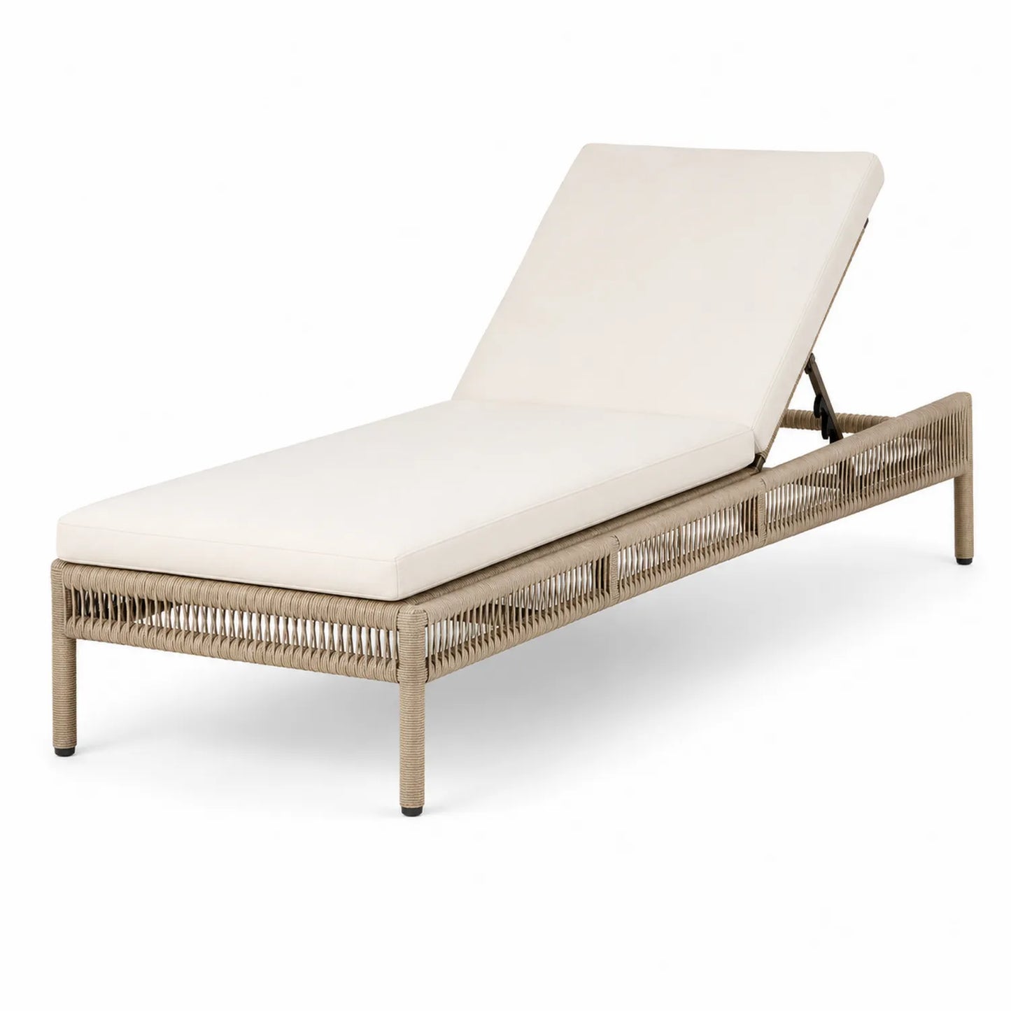 Lettino in Alluminio e Rattan Crema
