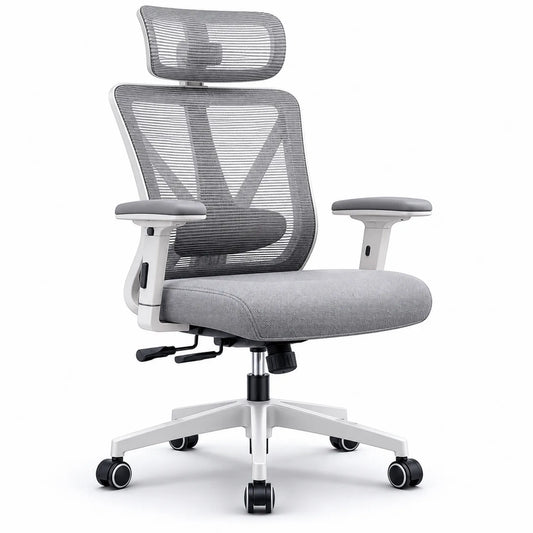 Sedia da Ufficio Ergonomica in Metallo e Rete Grigia