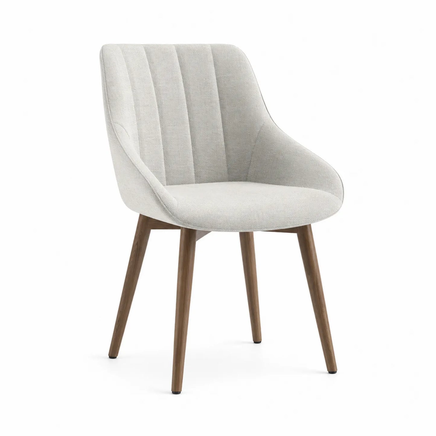 Sedia in poliestere grigio con gambe in legno massello