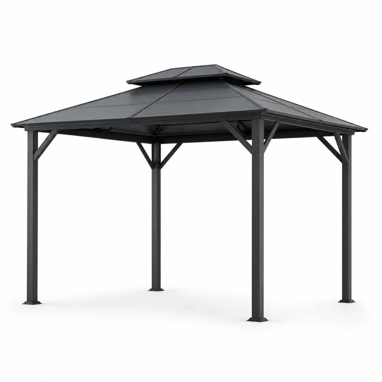 Gazebo in Alluminio con Tetto in Policarbonato Grigio