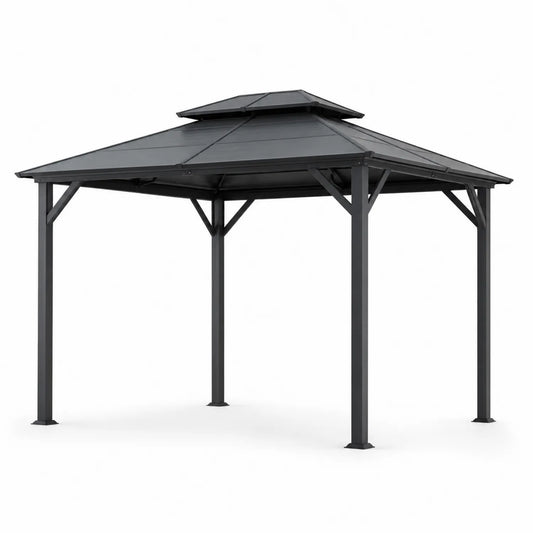 Gazebo in Alluminio con Tetto in Policarbonato Grigio
