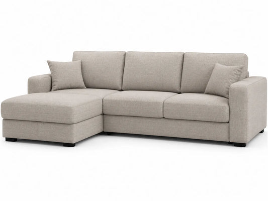 Divano angolare con chaise longue in tessuto