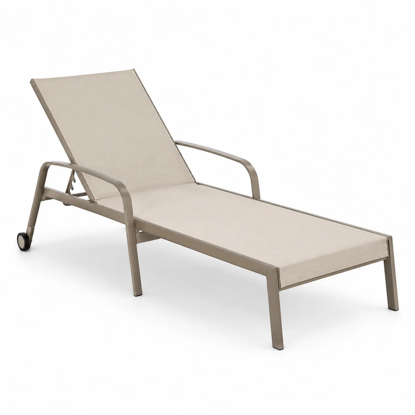 Sdraio da esterno regolabile in alluminio e poliestere beige con ruote