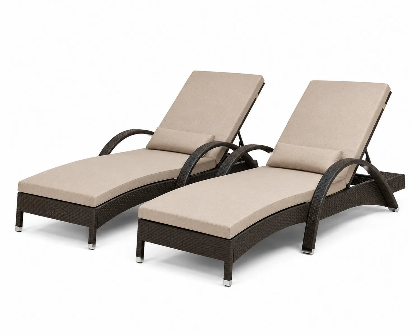 Set di 2 lettini in rattan con cuscini in poliestere