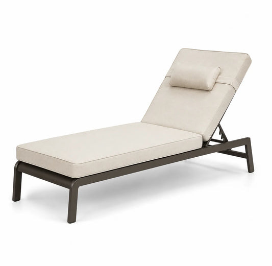 Lettino prendisole in alluminio e poliestere beige