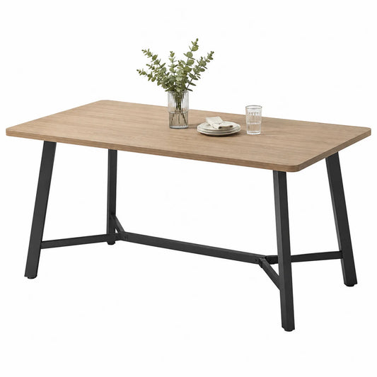 Tavolo da pranzo in legno con gambe in metallo nero