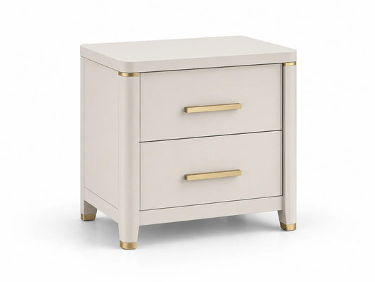 Comodino in MDF con Due Cassetti Beige 60x40x55 cm