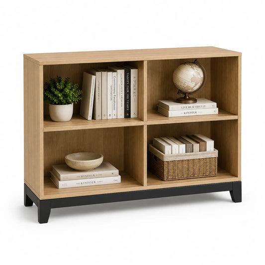 Libreria in legno MDF a 4 scomparti con base in metallo 80x40x90 cm