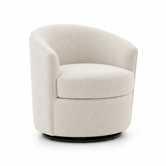 Poltrona girevole in tessuto Bouclé Crema