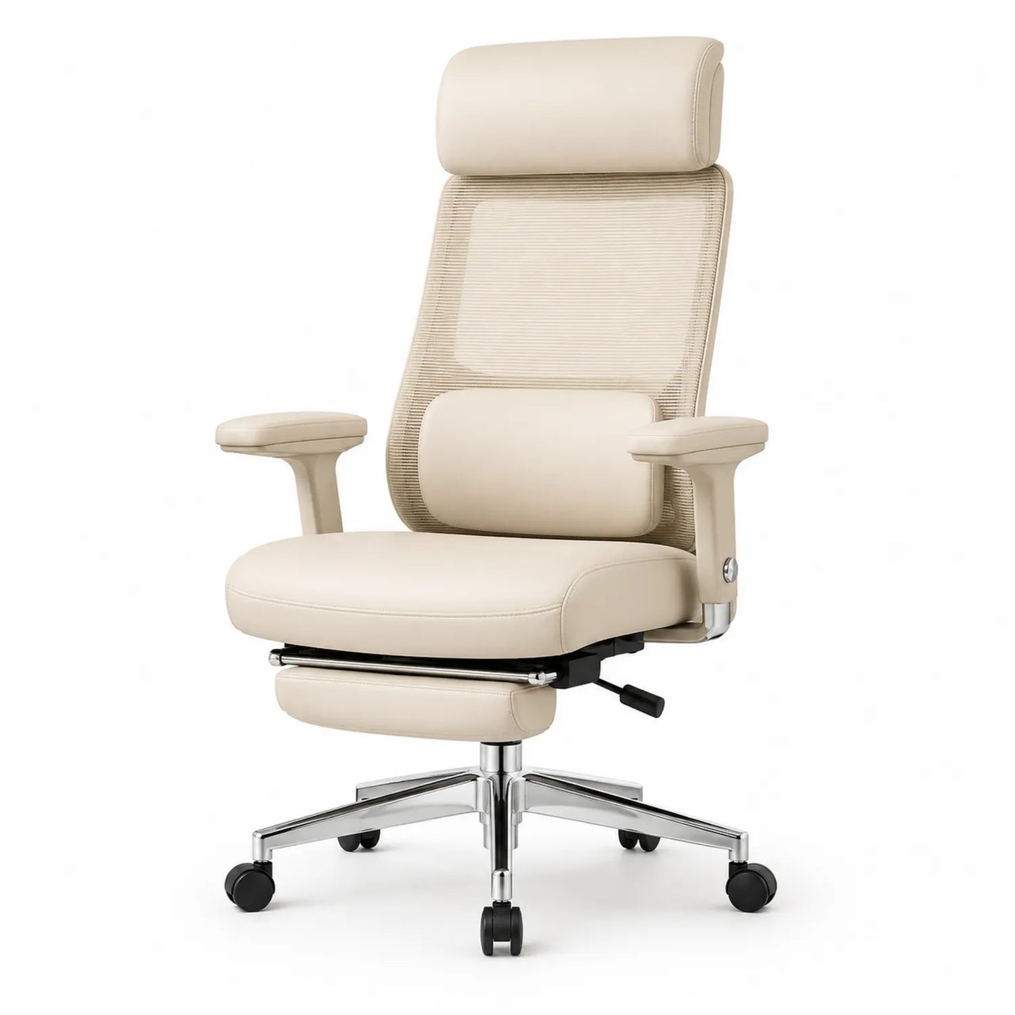 Sedia Ergonomica in Pelle Sintetica e Rete Beige