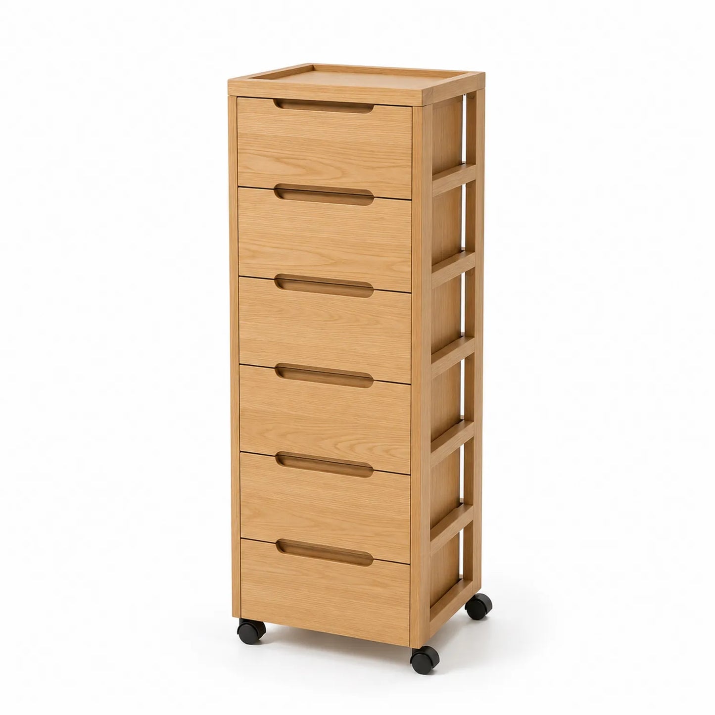 Cassettiera in Legno con Ruote a 6 Cassetti