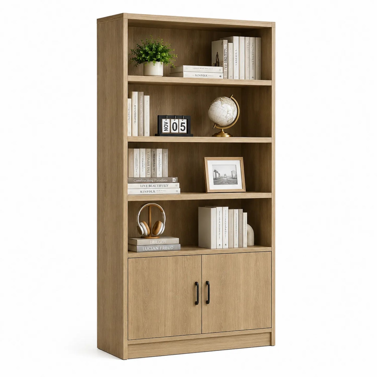 Libreria in Legno con Scaffali e Ante
